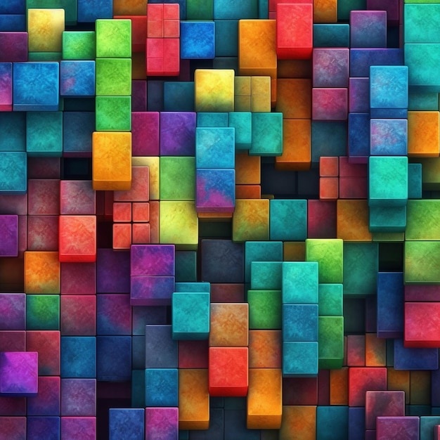 Foto una colorata scatola di cubi realizzata dall'artista.