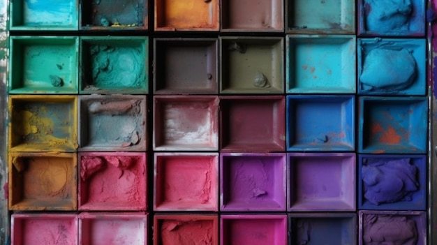 A colorful box of paint