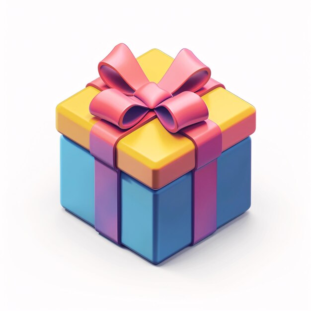 a colorful box with a bow on it that says gift C4D New Year gift box New Year festive gift box Ch