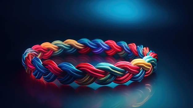 a colorful bracelet with colorful yarn on it is made by colorful yarn