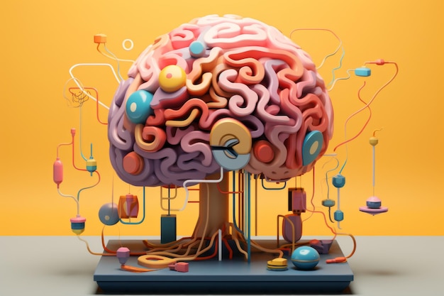 Colorful brain on background Beautiful illustration picture Generative AI