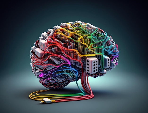 Фото Красочный фон мозга, созданный с помощью технологии генеративного ии
