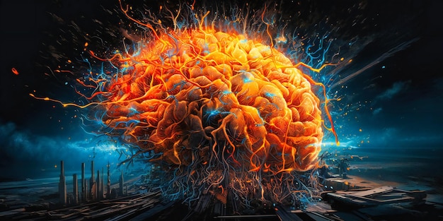 A colorful brain on a dark background