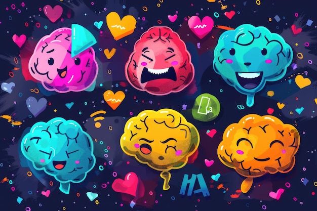 colorful brain emotional intelligence concept