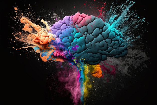 A colorful brain is shown with the word brain on the left side.