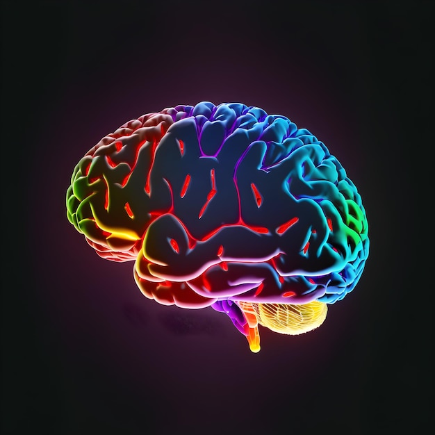 A colorful brain is shown with the word brain on the left.