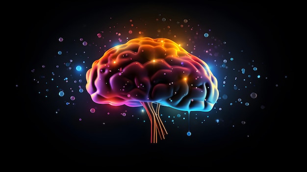 다채로운 뇌 현대 연결 어두운 배경