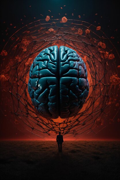 Цветная иллюстрация логотипа векторного искусства мозга для психического здоровья
