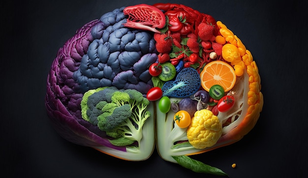 Colorful brain vegetables vegan world environment day