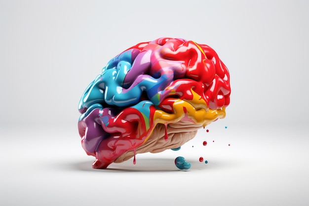 Colorful brain on white background with Generative AI