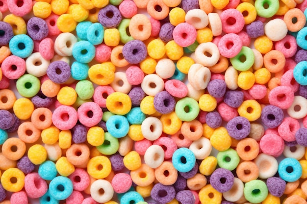 Colorful breakfast cereals multigrain background morning food for kids