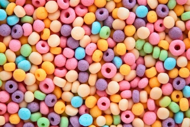 Colorful breakfast cereals multigrain background morning food for kids