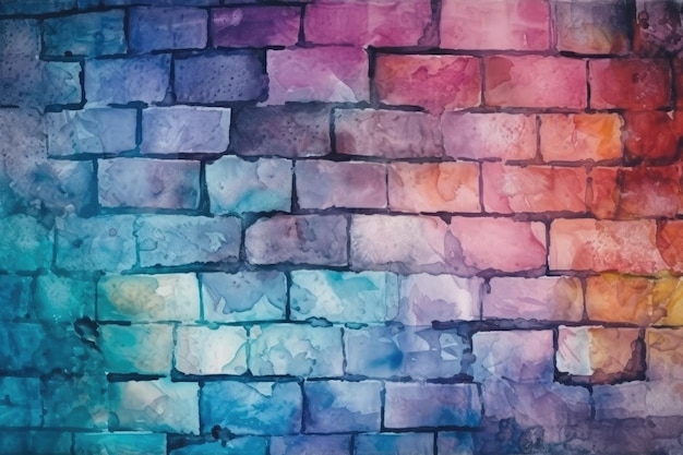 Colorful Brick Wall Painting Generative AI