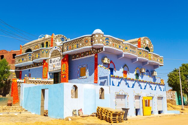 Colorful bright houses of the famous nubian village aswan egypt october 17 2023