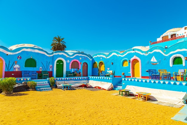 Colorful bright houses of the famous Nubian village Aswan Egypt October 17 2023