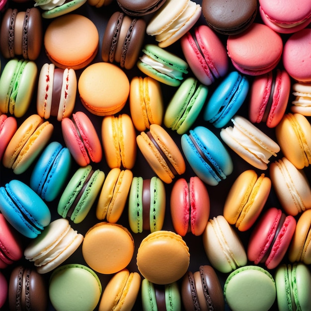Photo colorful and bright macarons