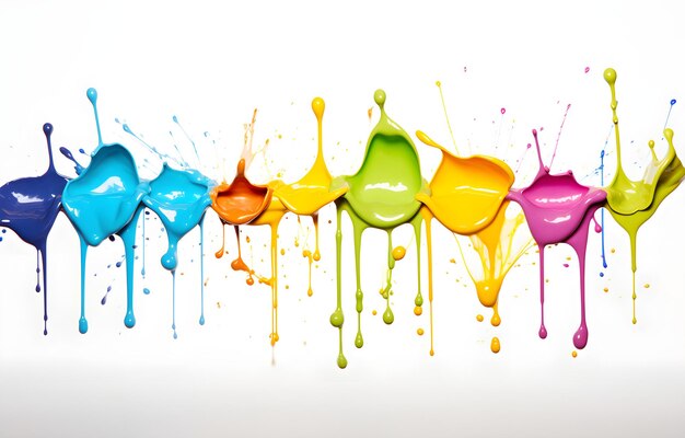 Photo colorful bright paint splash and drip on light background for card decor