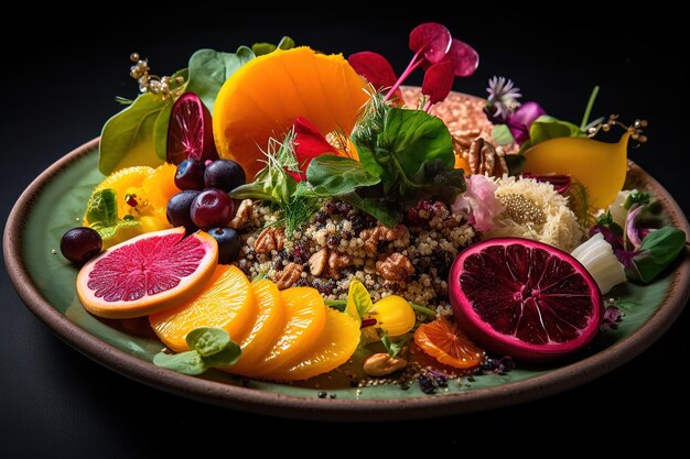 Colorful and bright plate with fresh healthy food made from juicy fruits AI