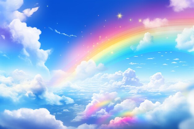 Colorful bright rainbow in the sky