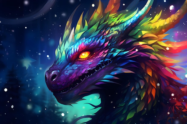 Colorful bright symbol of New 2024 year dragon