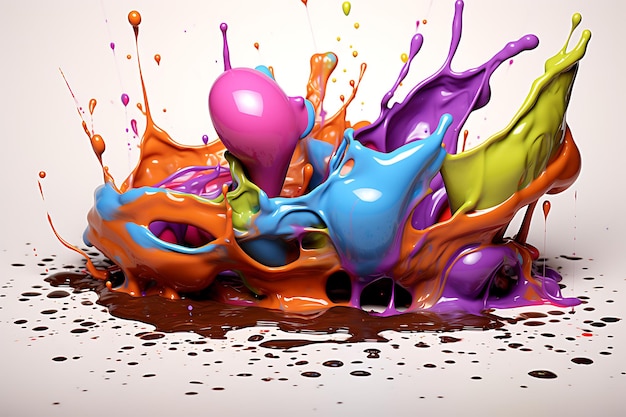 Colorful brown paint splashes liquid realistic