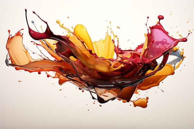 Colorful brown paint splashes liquid realistic