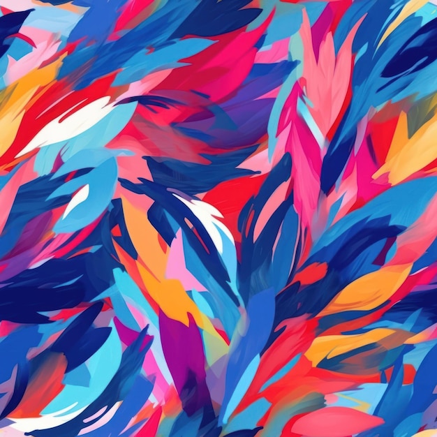 Colorful brush strokes abstract seamless pattern