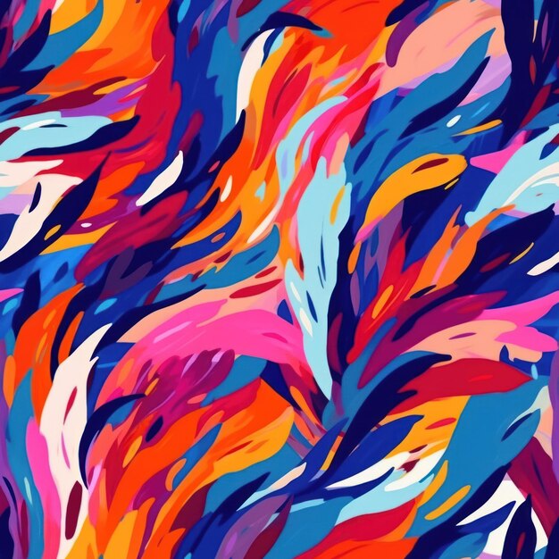 Colorful brush strokes abstract seamless pattern