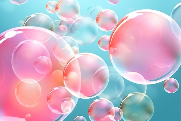 A colorful bubble background with a blue background and the word bubble on it.