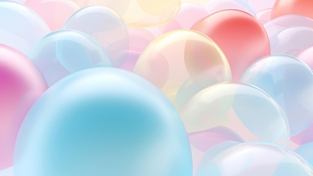 Colorful bubble spheres 3D wallpaper on gradient pastel background