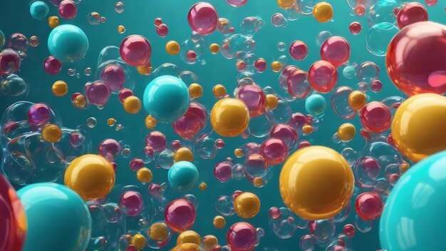 Colorful bubbles on cyan background