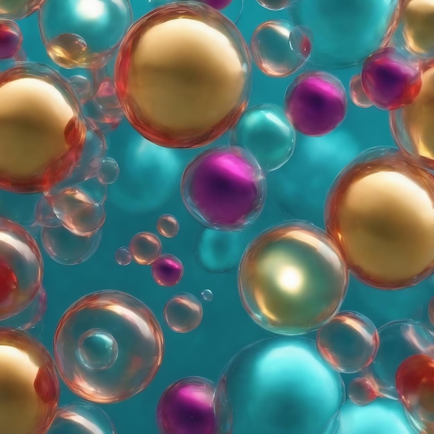 Colorful bubbles on cyan background