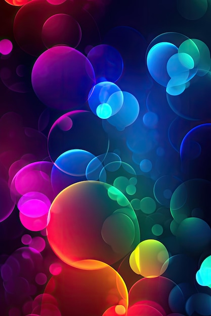 Colorful bubbles on a dark background