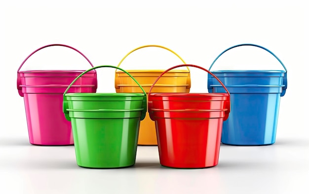 A colorful bucket with the word ice on it