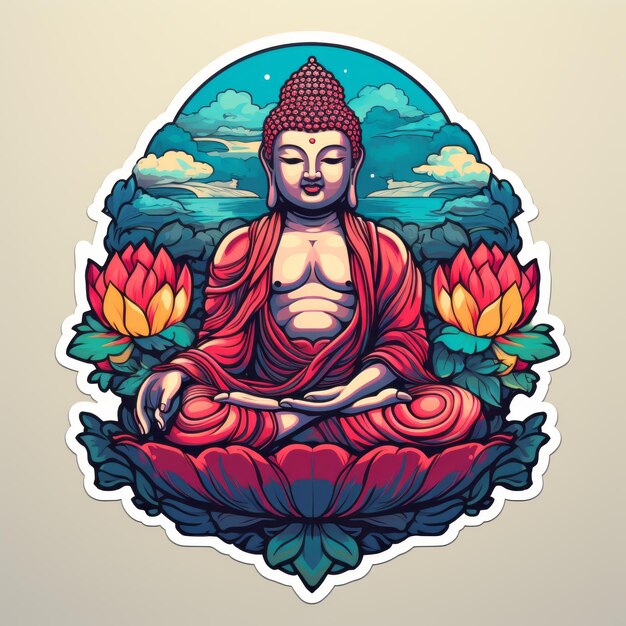 Colorful buddha sticker