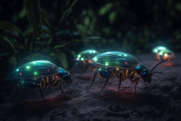 Colorful bugs walk Generate AI