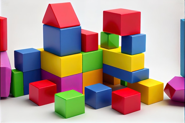 Colorful building blocks on white