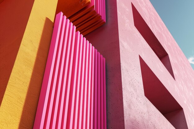 Photo a colorful building made of blocks with a yellow and orange section