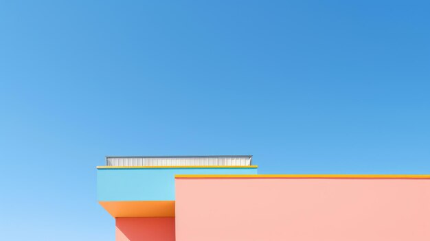 Photo a colorful building with blue sky in minimalist style generative ai image weber