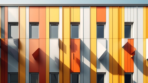 A colorful building with a yellow and orange exterior.