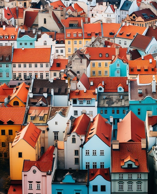 Photo the colorful buildings of aerial view