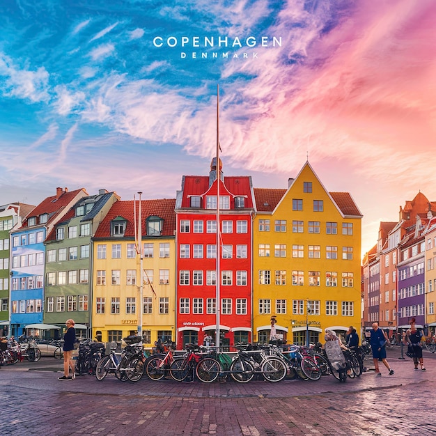 Colorful buildings in Copenhagen Denmark