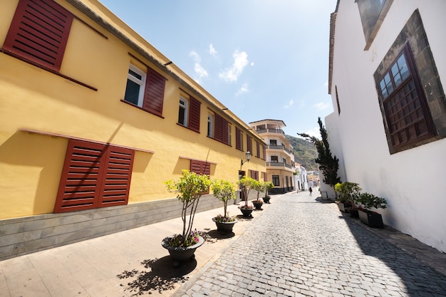 Colorful buildings on the streets of Garachico, Tenerife, Canary Islands, Spain,