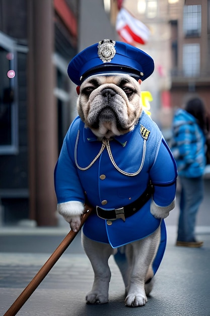 Foto immagine della polizia di un bulldog colorato