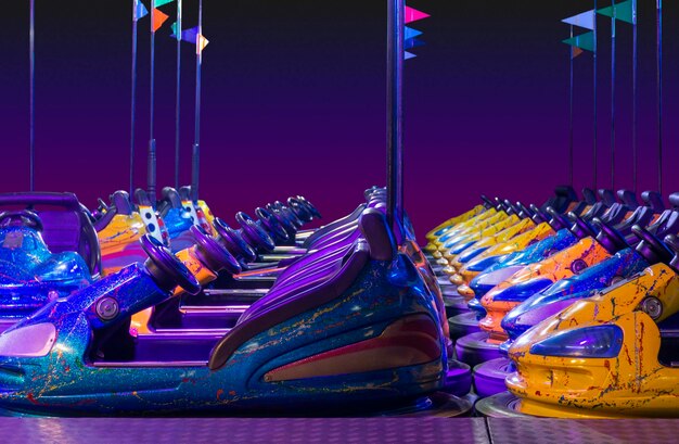 Photo colorful bumper cars