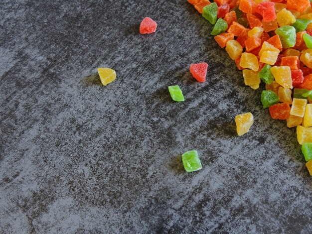 Colorful bunch of candied fruits.