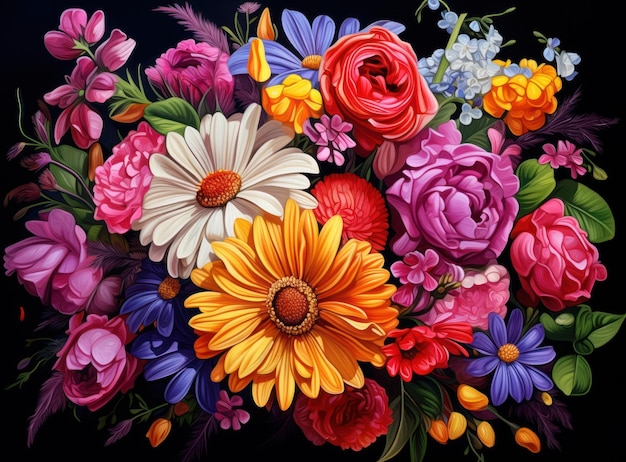 красочный букет цветов