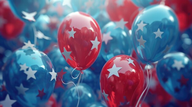 Photo colorful bunch of red white and blue balloons perfect for patriotic celebrations or festive events