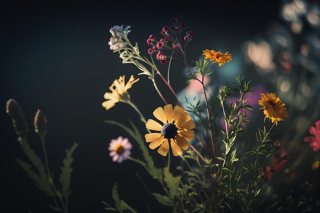 カラフルな夏の花の束