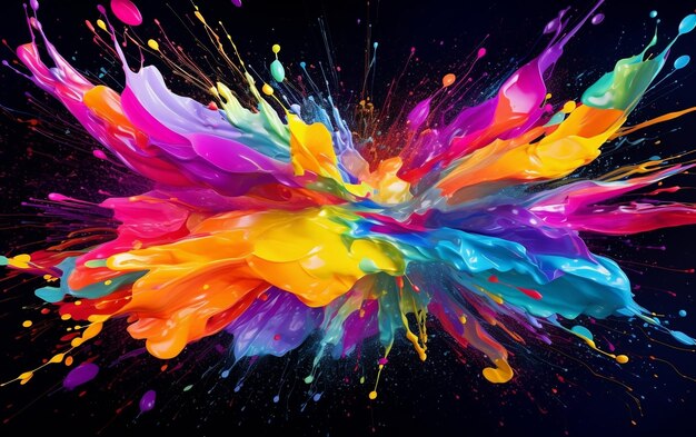 Colorful Burst Energetic Abstract Splatter Art Generative AI